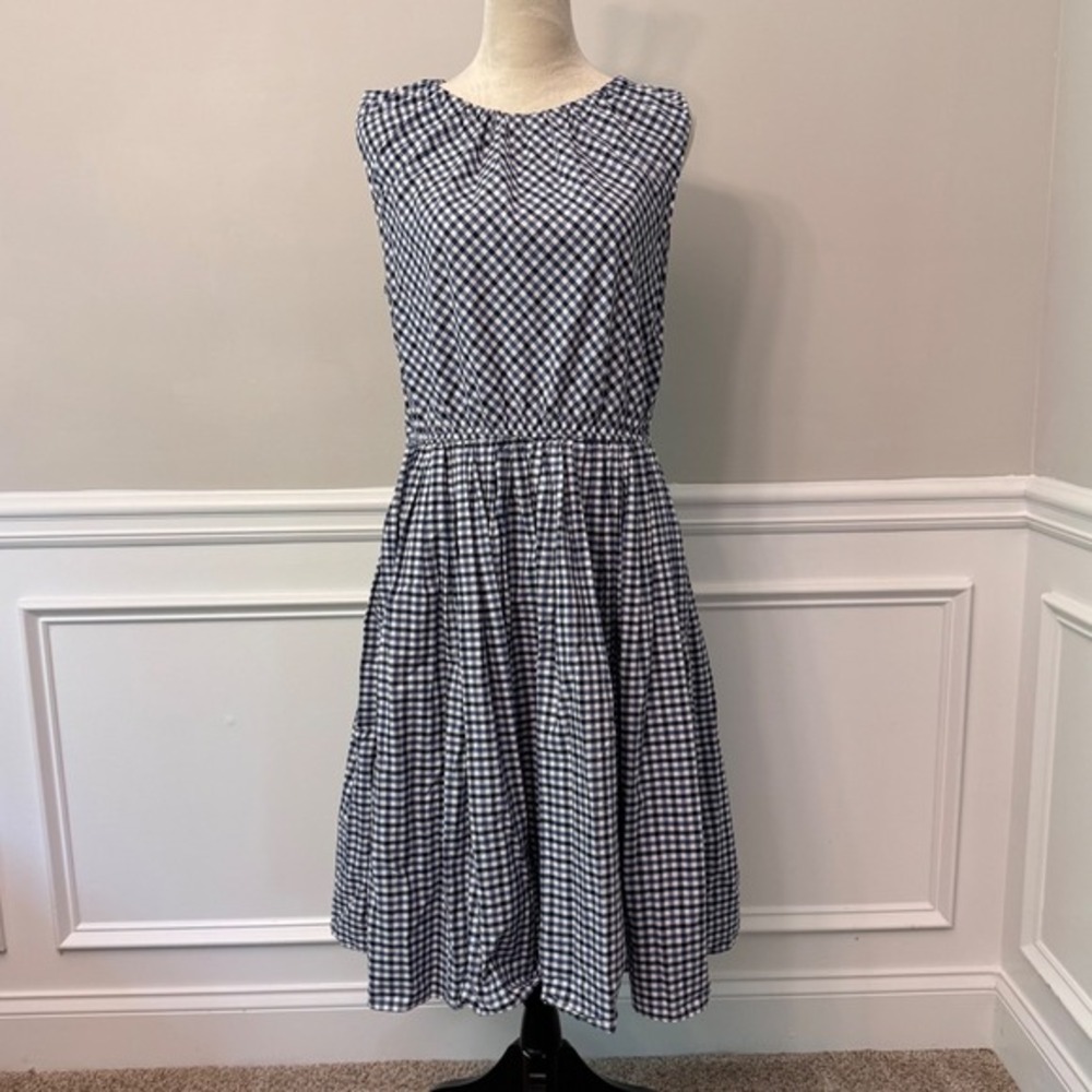 Merona Gingham Midi Dress Cottagecore Farmhouse Sleeveless Fit Flare‎ Check